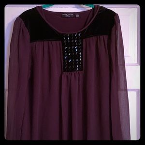 Susan Graver Blouse.  Purple & Black. Size 12.